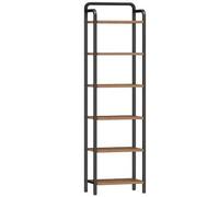 Shein Librería de 6 Niveles, Estantería Estrecha para Libros, 30 * 43 * 166 cm, Estantería para Oficina, Estudio, Sala de Estar, Dormitorio, Marrón Rústico