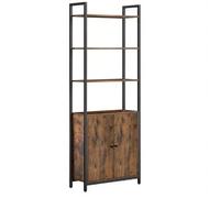 Shein Librería de 6 Niveles, Estantería Vertical con Puerta, Marco de Metal, Estantes Ajustables, 24 x 60 x 159,5 cm, para Salón, Dormitorio, Ne gro Ébano y