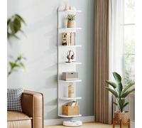 Shein Librería de 7 Niveles, Estanteria Libros, 24 x 30 x 186 cm, para Salón, Dormitorio, Estudio, Blanco