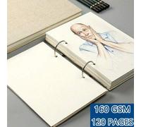 Shein Libreta de bocetos/pintura 32k/16k/8k de 120 páginas de 160g con cubierta de lino, cuaderno de dibujo, suministros escolares (Atención: La opción "Rec