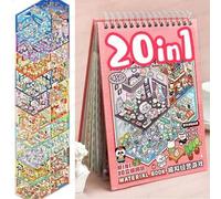 Shein Libro de colección de pegatinas de paisaje de dibujos animados, pegatinas de escena de casa de bolsillo DIY, libro tranquilo, pequeño regalo