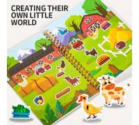 Shein Libro de pegatinas de gel reutilizables para niños, juguete de actividad silenciosa con escenas de granja/vehículo/princesa, juego portátil de viaje p