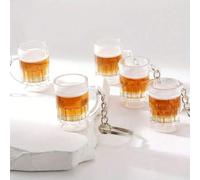 Shein Llavero de mini jarra de cerveza, llavero de taza de cerveza pequeña y creativa