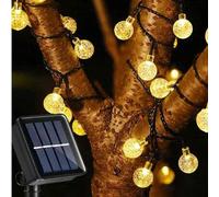 Shein Luces de cadena con bola de cristal alimentadas por energía solar con 8 modos, luces solares impermeables para jardín, patio, porche, boda, fiesta, de