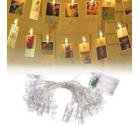Shein Luces de cadena con pinzas para fotos LED de hadas, luces de cadena colgantes para colgar fotos, funcionan con batería, para regalos, patio, habitació
