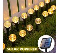Shein Luces de camino con bola de cristal alimentadas por energía solar, cadena de iluminación decorativa para vacaciones, jardín, césped, patio, se enciend