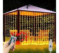 Shein Luces de cortina LED con 8 modos de iluminación alimentadas por USB con control remoto, luces colgantes para hogar, habitación, dormitorio, jardín, ve