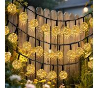 Shein Luces LED de cadena solares con diseño marroquí, 8 modos de iluminación, resistentes al agua IPX4, lámparas colgantes para exteriores, adecuadas para