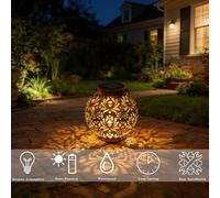 Shein Luces LED solares para exteriores, luces de sendero con forma de flor de mandala hueca vintage, luces colgantes, adecuadas para jardín, fiesta, patio,