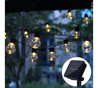 Shein Luces solares LED de bola, bombillas de plástico, luces solares de cordón para exteriores, lámpara de hadas solares para exteriores, utilizado para ca