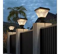 Shein Luz de camino con energía solar LED, Lámpara de poste solar, Luz LED de pilar exterior, IP65 resistente al agua con temporizador y control remoto, Ilu