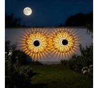 Shein Luz de pared con flor de peonía alimentada por energía solar, lámpara de pared para decoración de jardín, luz de proyección de flor de peonía solar pa