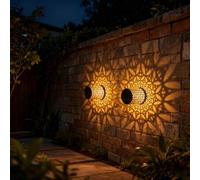 Shein Luz de pared con proyección de patrón solar, luz de pared exterior decorativa solar, luz de jardín solar, decoración de jardín, luz decorativa de pare