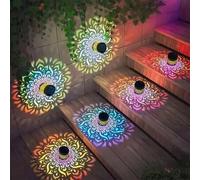 Shein Luz de pared de proyección de mandala solar, lámpara decorativa LED impermeable para exteriores, luz de atmósfera para pared de jardín y valla, luz de
