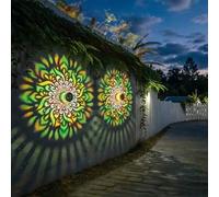 Shein Luz de Proyección con Patrón de Mandala Solar, Lámpara de Piso de Malla de Hierro Forjado, Luz Decorativa para Exterior, Dormitorio, Balcón y Patio, L