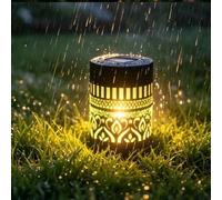 Shein Luz de proyección solar grande con patrón de mandala, lámpara de piso de malla de hierro forjado, luz decorativa para exterior, dormitorio, balcón, pa