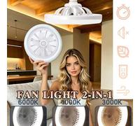 Shein Luz de ventilador de techo LED E27 con control remoto - Ajustable 360° - Uso doméstico - 30W - Compatible 85-265V - Sin batería requerida