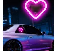 Shein Luz decorativa LED con forma de corazón, luz solar con sensor de movimiento, luz de atmósfera para coche con ventosa recargable por USB, carga solar,