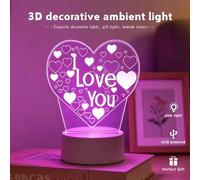 Shein Luz nocturna visual 3D en forma de corazón, luz nocturna de acrílico alimentada por USB, luz rosa romántica adecuada para decoración de escritorio del