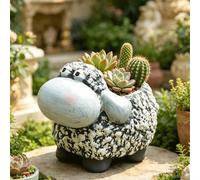 Shein Maceta de oveja linda para suculentas, maceta de flores de animal novedosa, contenedor de plantas único para jardín, patio, balcón, hogar, oficina, id