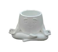 Shein Maceta de planta suculenta de resina blanca con diseño 3D de yoga, decoración de escritorio para el hogar y la oficina, decoración de alféizar, regalo