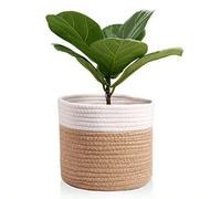 Shein Maceta Tenn Well de 20 cm con forro, cesta de almacenamiento de algodón tejido, adecuada para plantas de interior, decoración del hogar (20 cm x 20 cm