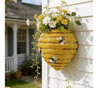 Shein Macetero colgante de pared con diseño de panal, macetero decorativo con escultura de abeja linda, adecuado para jardín, patio, porche, balcón, patio e