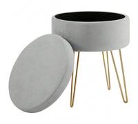 Shein Madera Nieve Taburete Redondo para tocador, Taburete otomano, Taburete Acolchado con Funda Desmontable y Soporte de Metal.