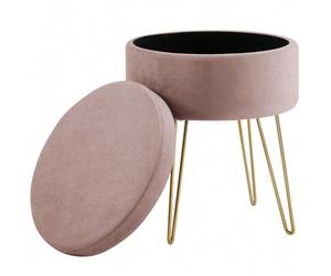 Shein Madera Nieve Taburete Redondo para tocador, Taburete otomano, Taburete Acolchado con Funda Desmontable y Soporte de Metal.