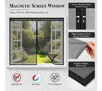 Shein Malla magnética anti-mosquitos, mosquitera para ventana, malla de fibra de poliéster de alta densidad, puerta y ventana con cierre magnético para evit