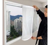 Shein Malla mosquitera autoadhesiva con gancho y bucle sin taladro, malla de insectos de poliéster desmontable con dobladillo a mano, red DIY para ventanas
