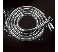 Shein Manguera de ducha de acero inoxidable, anti-explosión, aplicable para cabezales de ducha de lluvia de baño, tuberías reforzadas, plata, conexión unive
