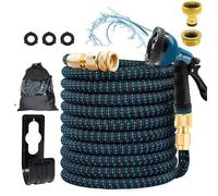 Shein Manguera de jardín extensible de 30 m/100 pies con boquilla ajustable, ideal para jardines, céspedes, huertos, patios y lavaderos de coches.