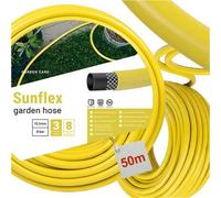 Shein Manguera de jardín reforzada de 3 capas de 50 m con diámetro universal de 1/2 pulgada para regar plantas y realizar tareas de limpieza en exteriores.