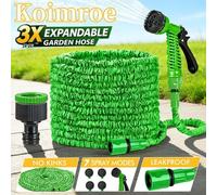 Shein Manguera flexible y extensible verde con boquillas ajustables 7 en 1, 7.5-60M (25-200 pies) - Adecuada para lavado de autos, cuidado del césped, riego
