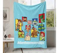 Shein Manta de franela Disney Pixar Toy Story "La aventura nunca se detiene", manta de felpa suave y acogedora con estampado de cuadrícula de personajes col
