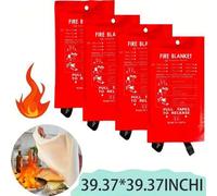 Shein Manta ignífuga, adecuada para cocina, hogar, escuela, oficina, camping, coche y otros lugares, material de fibra de vidrio, 1 pieza/paquete