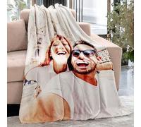 Shein Manta personalizada con foto, manta personalizada con foto para familia, mascota, pareja, adecuada para el Día de la Madre, Día del Padre, Día de San