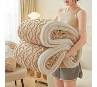 Shein Manta reversible de felpa Sherpa de 2 capas, manta cálida adecuada para sofá, dormitorio, sala de estar, de uso múltiple