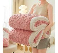 Shein Manta reversible de tafetán y sherpa de 2 capas, manta cálida adecuada para sofá, dormitorio, sala de estar, de uso múltiple