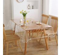 Shein Mantel de plástico transparente 100% impermeable, mantel rectangular de material PVC, resistente a las manchas, fácil de limpiar, adecuado para mesa d
