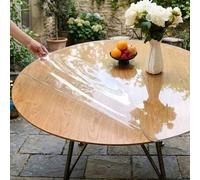 Shein Mantel redondo de PVC transparente, cubierta de mesa de plástico resistente al agua y al calor, protector de escritorio de 50-100 cm de diámetro para