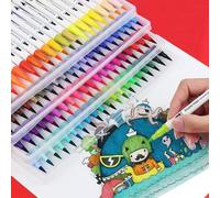 Shein Marcadores duales tipo pincel, marcadores de punta fina y marcadores tipo pincel resaltador de colores para colorear para adultos, caligrafía a mano,