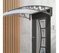 Shein Marquesina para puerta de entrada, techo de puerta de entrada de aluminio y policarbonato, marquesina arqueada transparente, marquesina cerrada, gris
