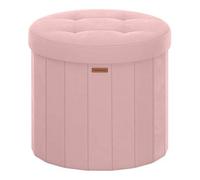 Shein Mazie Colección - Banco Redondo, Taburete Reposapiés Plegable con Tapa Extraíble, Montaje Fácil, Puff de Terciopelo para Dormitorio, Sala de Estar, En