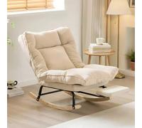 Shein Mecedora de pana tapizada, mecedora para uso interior y exterior, sillón reclinable extragrande con respaldo ajustable, silla de descanso, silla de le