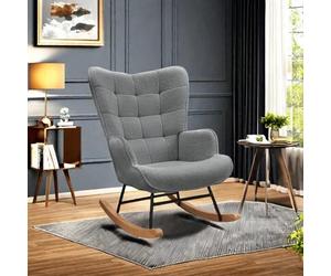 Shein Mecedora de tela de felpa suave con reposabrazos y respaldo, silla tapizada informal, muebles modernos de moda para sala de estar, dormitorio, color b