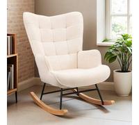 Shein Mecedora, sillón de lactancia con osito de peluche, sillón de ocio para salón y dormitorio, capacidad de carga hasta 130 kg, color: beige, dimensiones
