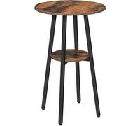 Shein Mesa de bar, mesa alta, mesa de bistró, mesa pequeña de pie con 2 tableros redondos, para cocina, salón, bar, marrón y negro vintage