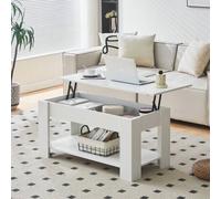 Shein Mesa de centro elevable, escritorio de madera para portátil con compartimento de almacenamiento, mesa auxiliar para salón y sofá con compartimento ocu